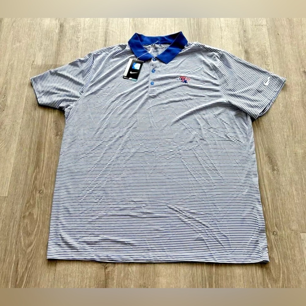 Nike Golf Dri-Fit Men’s 2XL NCAA Louisiana Tech Bulldogs Mini Striped Polo